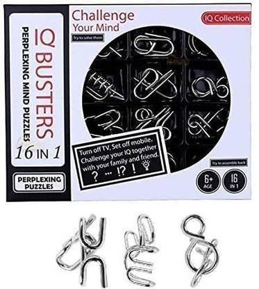 VISIONARY Steel Metal Shapes Puzzle Games 16 in 1 Wire Classic IQ Puzzle