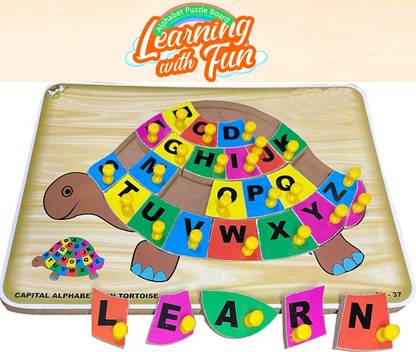 SHALAFI Wooden Alphabet Puzzle ABC Letters Sorting Board Blocks Matching Learning Toy