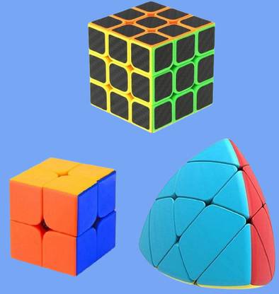 vworld 2x2,High Speed Triangle Pyraminx Stickerless Pyramid Cube and black cube