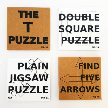EMYLOGIC Difficult Puzzles Pack: Double square; T puzzle; Plain Jigsaw; Find 5 arrows;
