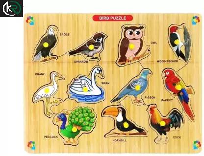 katrik Premium Wooden Puzzle Toy Birds Set With Knobs Learning Puzzle -01
