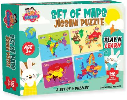 kids kingdom Set of Map Jigsaw Puzzle Set For Kids Above 3yr Play n Learn