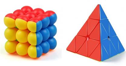 Enorme High Speed Smooth Triangle Pyramid Cube and 3x3x3 Round Bubble Magic Cube