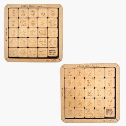 Ansoz Combo wooden sliding puzzle: Alphabet and Number puzzle