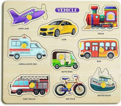 Plus Shine Transport & Vehicle Learning Educational Puzzle Transport Names Shapes Board