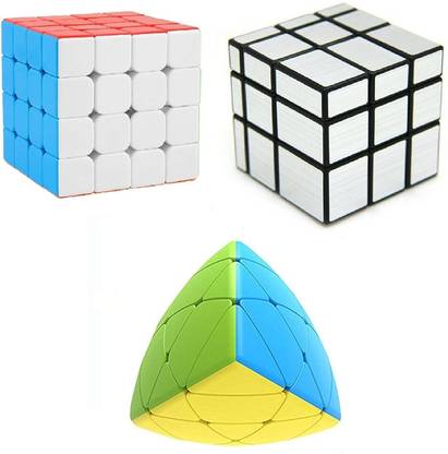 littlewish 4x4x4x4 round pyramid and silver magic cube combo od pack of 3