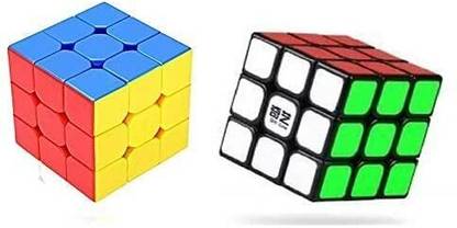 shreenik combo of 3x3 sticker less & 3x3 Stickered Black Base Fiber High Speed cube