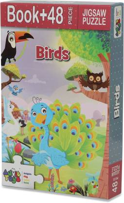 advit toys Birds-Jigsaw Puzzle (48 Piece + Educational Fun Fact Book Inside)