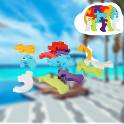 SHREEJI ENTERPRISE Elephant Shape Puzzle Building Blocks Non Toxic Block LC02.2384 Elephant Puzzle