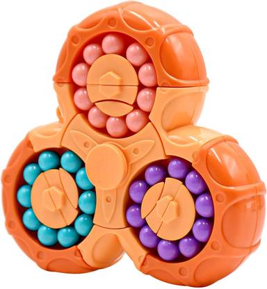 FUNABLO Rotating Magic Bean Cube Spinner,2 in 1 Funny Beads Puzzle Educational Toys