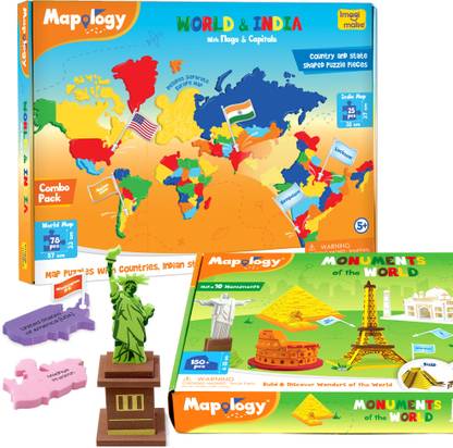 Imagimake Mapology - India & World Map with Monuments of the World