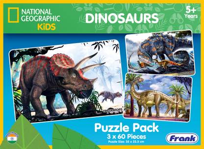 Frank National Geographic Dinosaurs Pack 3 x 60pcs Jigsaw Puzzles for 5+ Years