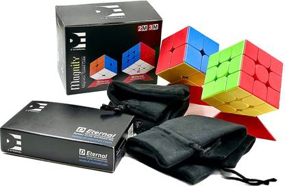 D ETERNAL Magnity Speed Cube Combo Set of 2M 2x2 and 3M 3x3 Magnetic Magic Cubes