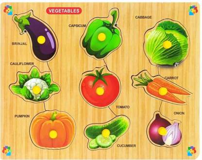 BUY SURETY Vegetables Simple Puzzle Picture Learning Toys Vegetables Name Matching Blocks