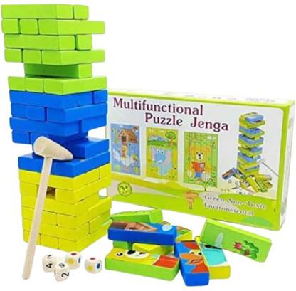 Birthday Popper 3 in 1 Wooden Puzzle Toy | Building Blocks | Indoor Game for Kids