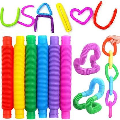 VISIONARY Pop Tube Fidget 12 Pcs Toy Fun Pull and Pop Tubes Sensory Tubes for Kids