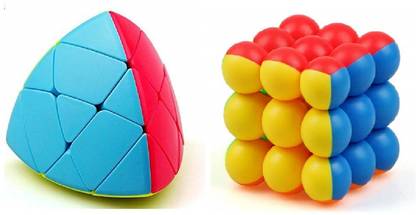 GREST High Speed Smooth Stickerless Round Pyramid Cube and 3x3x3 Bubble Magic Cube