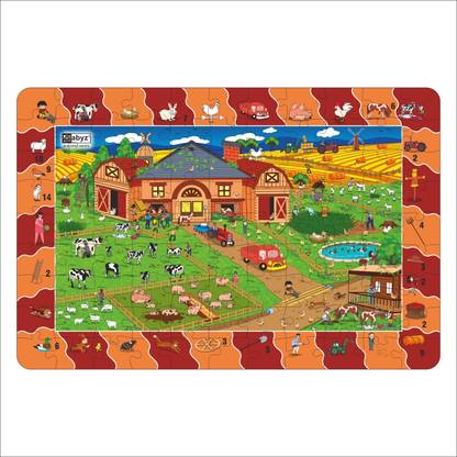 ABYZ 2-in-1 99 Pcs FARM HOUSE Wooden Jigsaw Puzzle