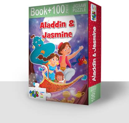 advit toys Aladdin and Jasmine-Jigsaw Puzzle (100 Piece + Educational Fun Fact Book Inside)