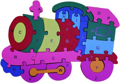 Saras Aajeevika Train Engine Shape Wooden Puzzle Game Toy For Kids
