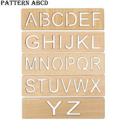 Plus Shine Pre-Writing Stencils, Pattern Tracing Stencil Learning Alphabet Matching Puzzles