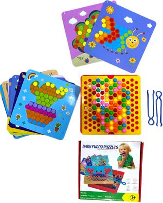 PlayKith Bead Painting and Puzzle Kit for Kids With 12 Bead Paint Sheets