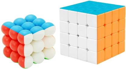 littlewish Cube of 4X4X4 Square & Ball Bubble Cube High Speed,Set of 2 Brain Puzzle Cube