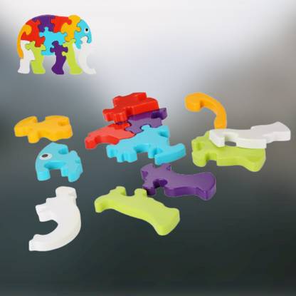 SHREEJI ENTERPRISE Elephant Shape Puzzle Building Blocks Non Toxic Block LC02.583 Elephant Puzzle