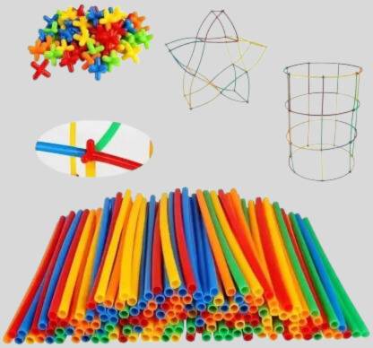Mayne Educational Toy Game Set Pipe Blocks Building Toys Straws and connectors