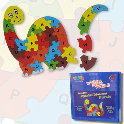 Toys universe Dinosaur Wooden Alphabet Puzzle for Kids A to Z Jigsaw Puzzle ABCD 2+ year old
