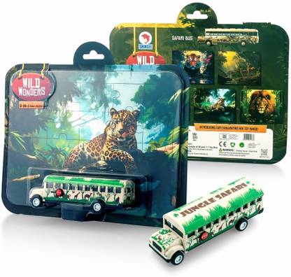 Gracious 2-in-1 Wild Wonders Jungle Bus & Jigsaw Puzzle | Safe for Ages 5-12 | Best Gift