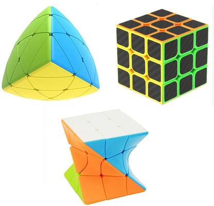 littlewish High speed cube of round pyramid , black neon cube, twister cube pack of 3