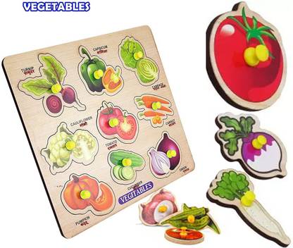 BUY SURETY Vegetables Picture Simple Puzzle Learning Toys Vegetables Name Matching Blocks