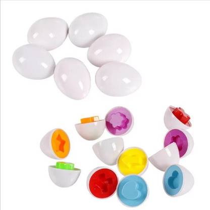 Litvibes Color Shape Matching & Sorting Egg Toys For Kids & Toddlers - White