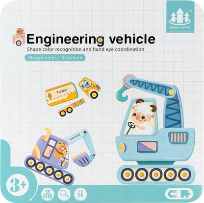 Cubelelo Engineering Vehicle Magnetic Sticker Game | Montessori Fun Game for Kids