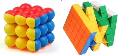 GREST High Speed Smooth 5x5x5 Cube and 3x3x3 Round Bubble Magic Cube