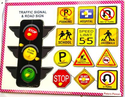 PETERS PENCE Wooden Traffic Signal & Road Sign Learning Puzzle for Kids Education