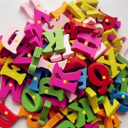 Plus Shine 26pcs Alphabets letter word spelling with Knobs Sorting ABC Blocks Learning Game