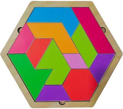Enorme Wooden Tangram Hexagon Brain Teaser Montessori Puzzle Game Set for Kids
