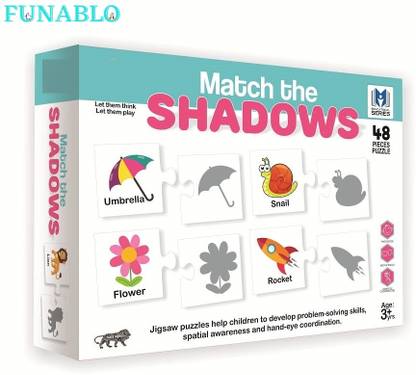 FUNABLO Match The Shadows Jigsaw Puzzle for Kids. 24 Different Shadow Jigsaw for Kids