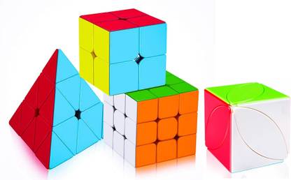Authfort Speed Cube Set Stickerless Set of 2x2x 3x3 Pyramid & LEAF Frosted Puzzle Cube