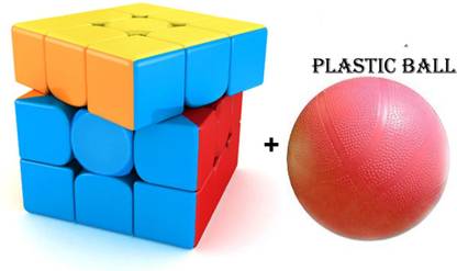 SHALAFI Smooth Speed Magic Square Cube Puzzle mind Color Ball Cube Game Toy+Plastic Ball