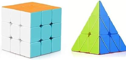 KavyaTanishq Cube Combo 2X2 3X3 and Piramid Triangle High Speed Cube pack of -2
