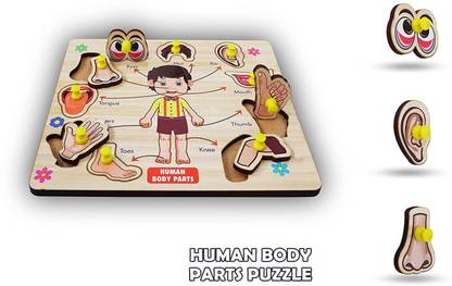 Plus Shine Wooden Human Body Parts Puzzle Games and Learning Educational Board for Kids