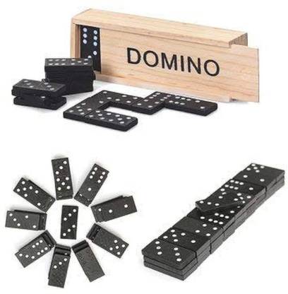 Arsath Domino 28pcs - Black color Domino Game Toy Set of 28 Pcs with Wooden Box