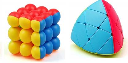 GREST High Speed Smooth Round Pyramid Cube and 3x3x3 Round Bubble Magic Cube
