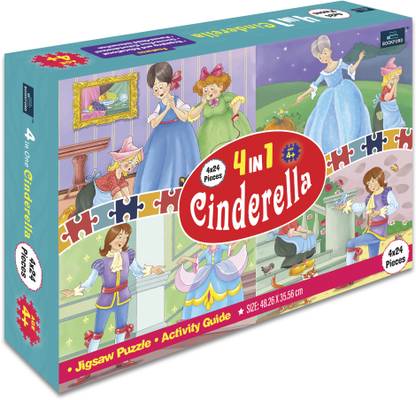 BOOKFORD 4 In 1 Cindrella Jigsaw Puzzle Game & Fun and Learning