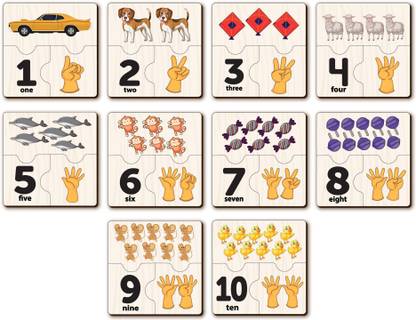 YaY Play 1-10 numbers Counting Puzzle Cards Self Correcting Learning Toys Puzzles Kids