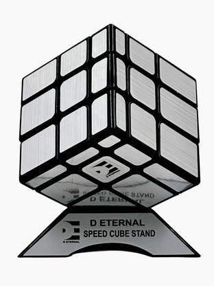 D ETERNAL Mirror Cube 3x3 Speedcube Silver Mirror Blocks 3x3x3 Puzzle With Cube Stand