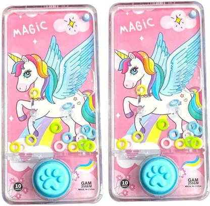AMANVANI Unicorn Ring Toss Water Game for Kids Transparent Handheld Ring Water Game
